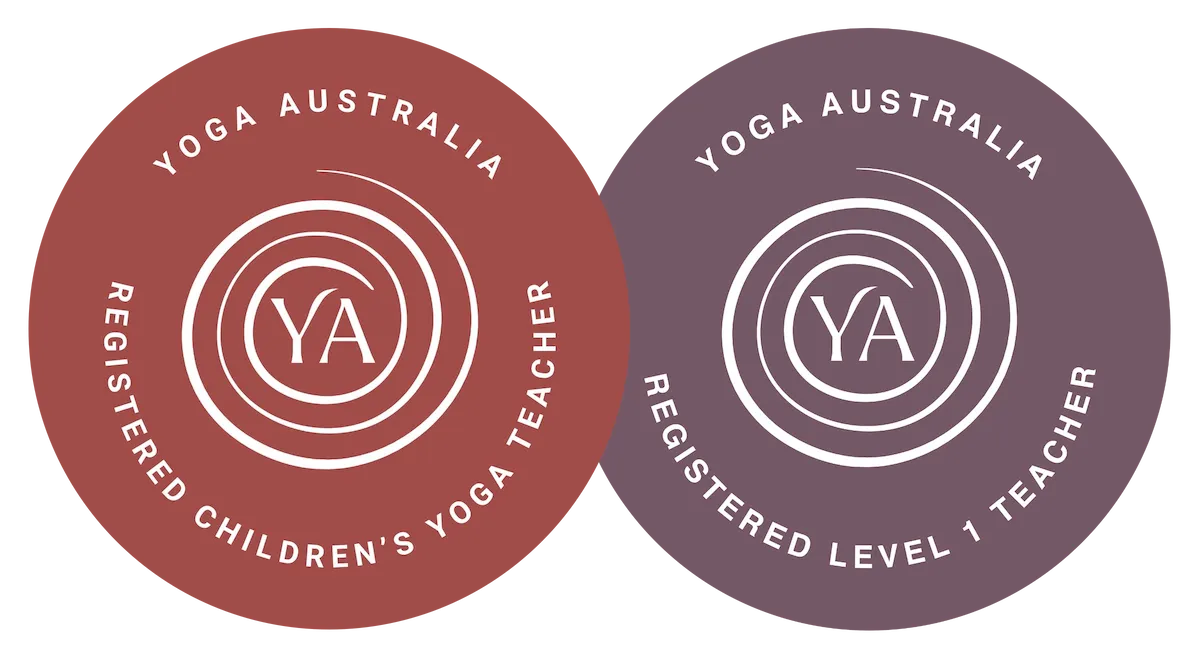 Yoga Australia Registered Level 1 Teacher Badge and Yoga Australia Registered Children's Yoga Teacher Badge